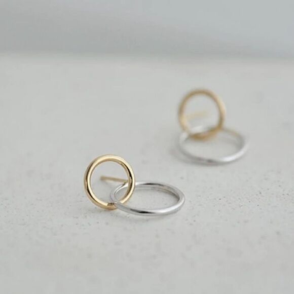 New 925 Double Circle Earrings - Picture 5 of 9